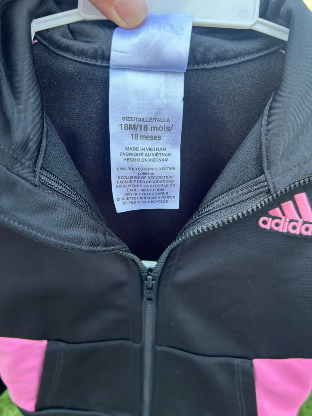 adidas Black and Pink Toddler Zip Track Jacket Set